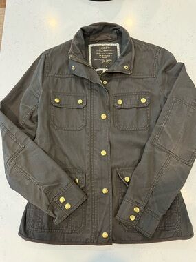 J. Crew Olive Green Utility Jacket with Gold-Tone Hardware